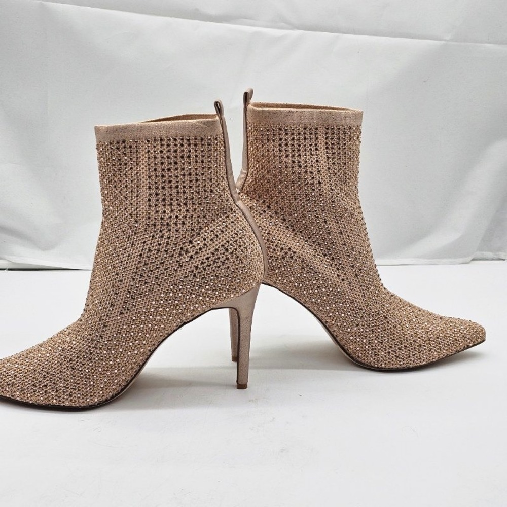 Ankle Boots Women 12M Rose Gold Rhinestone Sock Sexy Party Holiday Bootie